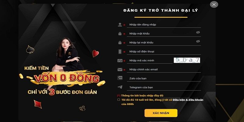 Các bước đăng ký làm đại lý 888B